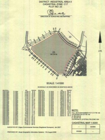 591.34 Hectares Industrial Land for Sale in Idu Industrial District, Abuja