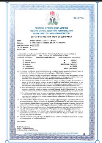 13.98 Hectares Industrial (Factory) Land for Sale in Idu Industrial, Abuja